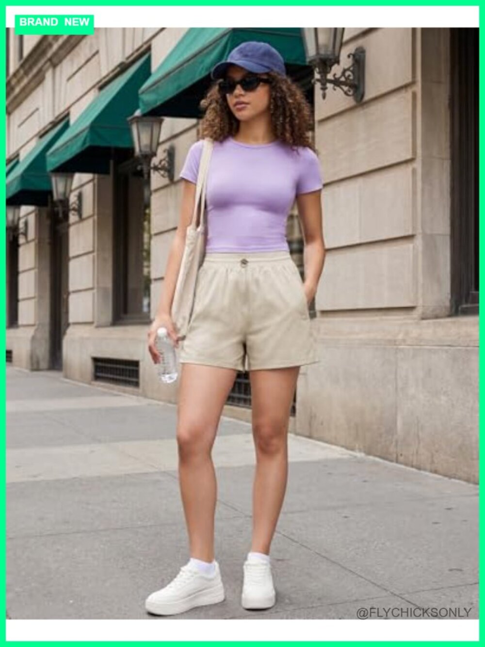 High Waisted Casual Shorts with Zip Pockets Adjustable Drawstring A Line - Picture 3 of 7